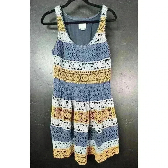 Anthropologie Maeve Multicolored Crochet Lace Dress Womens Size 6 - Picture 1 of 7